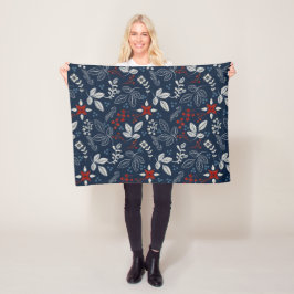 Skandinavisches Blumenvolk Kunst Nahtloses Muster Fleecedecke