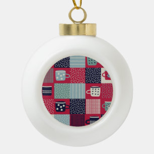 Skandinavisches Blutbad: Rustikales Muster Mix Keramik Kugel-Ornament