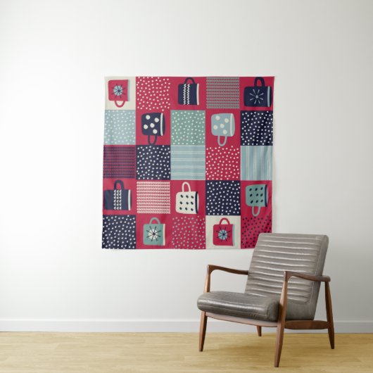 Skandinavisches Blutbad: Rustikales Muster Mix Wandteppich (Beispiel (Horizontal))