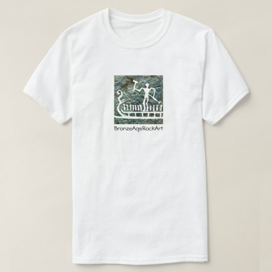 Skandinavisches Bronzezeitalterfelsenkunstschiff T-Shirt (Design vorne)