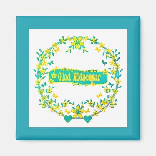 skandinavisches Design, Glad midsommar Magnet (Vorne)