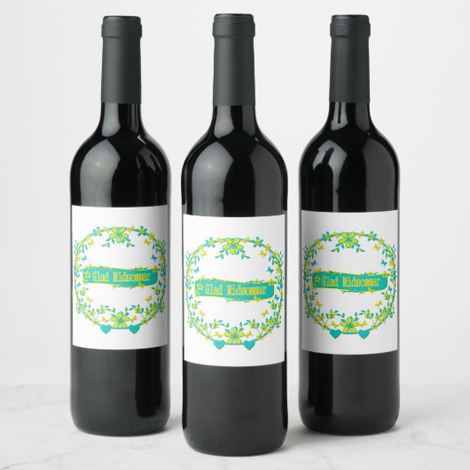 skandinavisches Design, Glad midsommar Weinetikett (Flaschen)