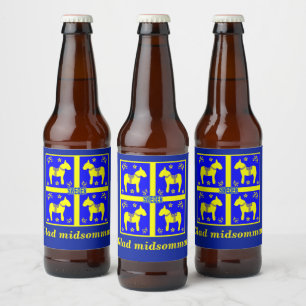 skandinavisches Design, Personalisiert Glad Midsom Bierflaschenetikett
