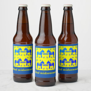 skandinavisches Design, Personalisiert Glad Midsom Bierflaschenetikett