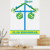 skandinavisches Design, Personalisiert Glad Midsom Poster (Küche)