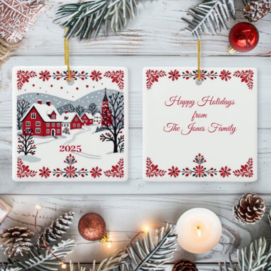 Skandinavisches Dorf Keramikornament