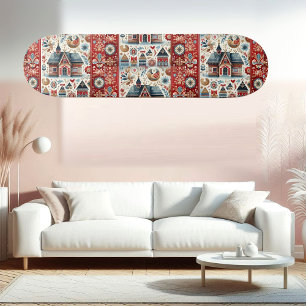 Skandinavisches Dorfheim - Nordische Volkskunst Sk Skateboard