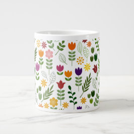 Skandinavisches Flora & Fauna-Muster Jumbo-Tasse