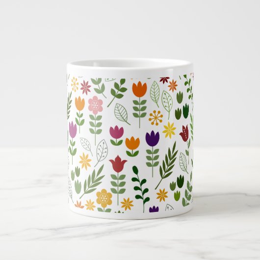 Skandinavisches Flora & Fauna-Muster Jumbo-Tasse (Vorderseite)