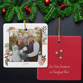 skandinavisches Flora Holiday Foto Keramikornament