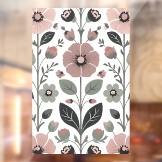 Skandinavisches Folk Florals - Stilvolle Primrosen Fensteraufkleber (Blatt 2)