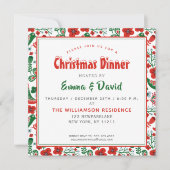 Skandinavisches Folkart Muster mit Vögeln Weihnach Einladung (Vorderseite)