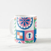 skandinavisches Folklore-Abstraktes Muster Kaffeetasse (Vorderseite Links)