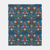 Skandinavisches Folklore Art Blue Floral Muster Fleecedecke (Vorderseite)