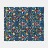 Skandinavisches Folklore Art Blue Floral Muster Fleecedecke (Vorderseite (Horizontal))