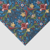 Skandinavisches Folklore Art Blue Red Floral Muste Seidenpapier (Ausschnitt)