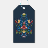 Skandinavisches Folklore Art Blue Red Floral Rosem Geschenkanhänger (Vorderseite)