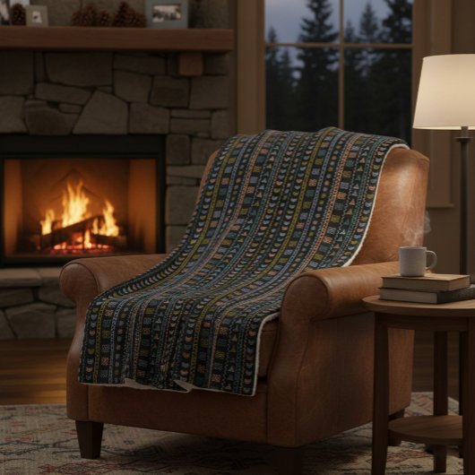 Skandinavisches Folkloremuster Gemütliches Donnerp Sherpadecke