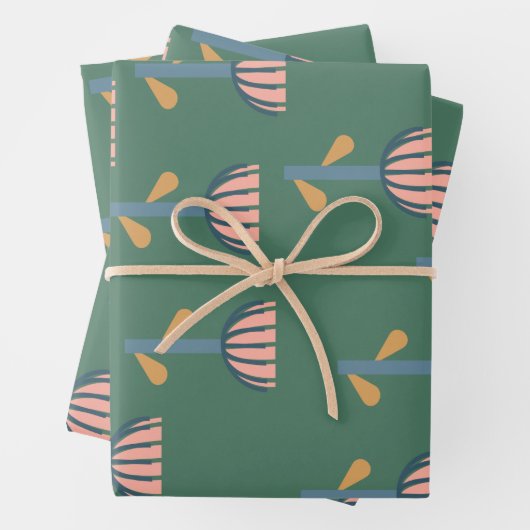 Skandinavisches Folkloremuster im Blumenmuster in  Geschenkpapier Set (Beispiel)