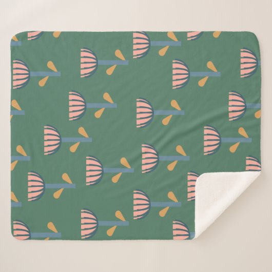 Skandinavisches Folkloremuster im Blumenmuster in  Sherpadecke (Vorderseite (Horizontal))