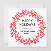 Skandinavisches Foto Rot und Weiß Feiertagskarte (Rückseite)