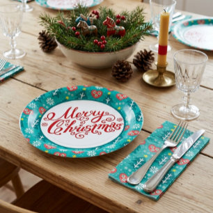 Skandinavisches Frohe Weihnachten  Pappteller