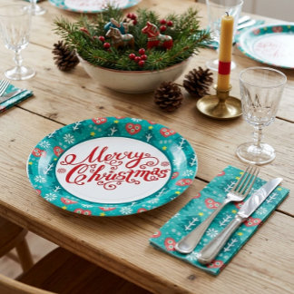 Skandinavisches Frohe Weihnachten  Pappteller