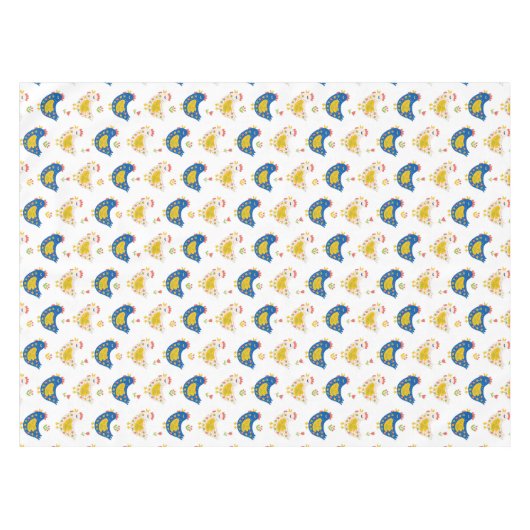 Skandinavisches Gelb & Blau Funny Funny Chips Oste Tischdecke (Vorderseite (Horizontal))