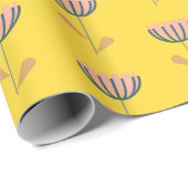 Skandinavisches Gelbes Muster moderner Blume Geschenkpapier (Rolleneckpunkt)