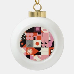 Skandinavisches Geometrisches: Farbige Kunstmuster Keramik Kugel-Ornament