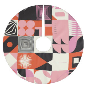 Skandinavisches Geometrisches: Farbige Kunstmuster Polyester Weihnachtsbaumdecke