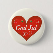 Skandinavisches Gott-Jul-Weihnachtsherz Button (Vorderseite)