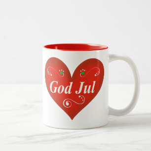 Skandinavisches Gott-Jul-Weihnachtsherz Zweifarbige Tasse