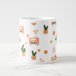 Skandinavisches Haus TV Nahtloses Muster Jumbo-Tasse