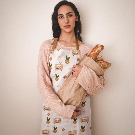 Skandinavisches Haus TV Nahtloses Muster Schürze