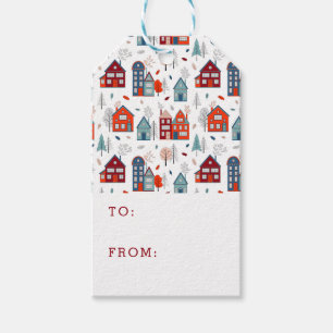 Skandinavisches Haus-Volkskunst-Muster Geschenkanhänger