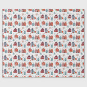 Skandinavisches Haus-Volkskunst-Muster Geschenkpapier (Flach)