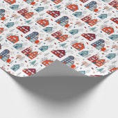 Skandinavisches Haus-Volkskunst-Muster Geschenkpapier (Ecke)