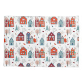 Skandinavisches Haus-Volkskunst-Muster Kissenbezug (Rückseite-Links)