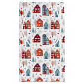 Skandinavisches Haus-Volkskunst-Muster Kleine Geschenktüte (Rückseite)