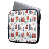 Skandinavisches Haus-Volkskunst-Muster Laptopschutzhülle (Vorderseite Links)