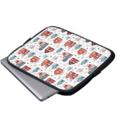 Skandinavisches Haus-Volkskunst-Muster Laptopschutzhülle (Vorne Knopf)