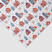 Skandinavisches Haus-Volkskunst-Muster Seidenpapier (Ausschnitt)