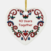 Skandinavisches Herz 40 Jahre zusammen Keramik Ornament (Vorne)