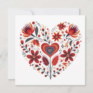 Skandinavisches Herz gestapelt Valentine Feiertagskarte