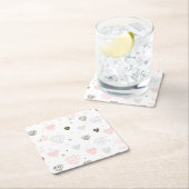 Skandinavisches Herzmuster Rechteckiger Pappuntersetzer (Vor Ort)