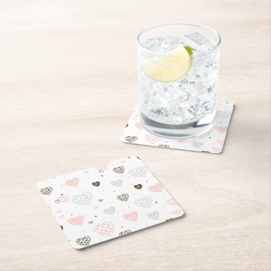 Skandinavisches Herzmuster Rechteckiger Pappuntersetzer (Vor Ort)