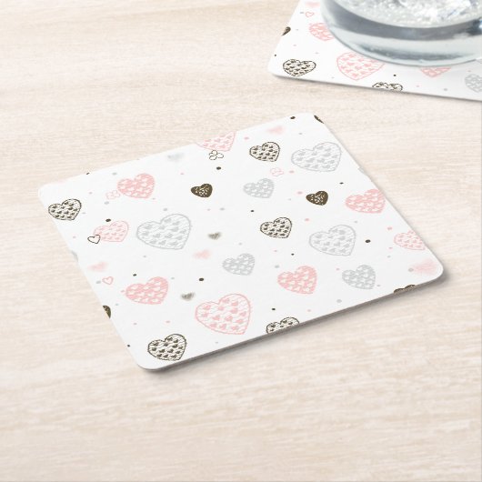 Skandinavisches Herzmuster Rechteckiger Pappuntersetzer (angewinkelt)