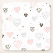 Skandinavisches Herzmuster Rechteckiger Pappuntersetzer (Vorderseite)