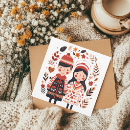 Skandinavisches Herzvalentine Feiertagskarte